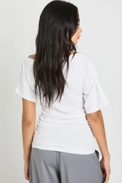 T-Shirt Froncé à Taille Cintrée