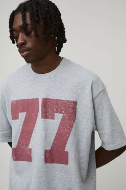 T-shirt Gaufré Imprimé Varsity Oversize