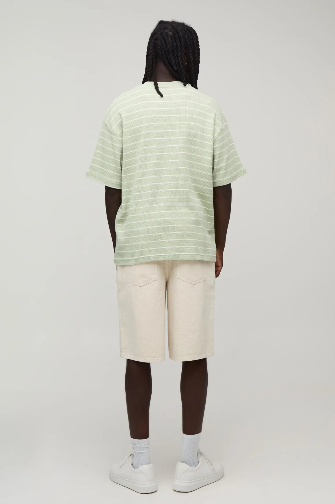 T-shirt Gaufré À Manches Courtes Oversize À Rayures