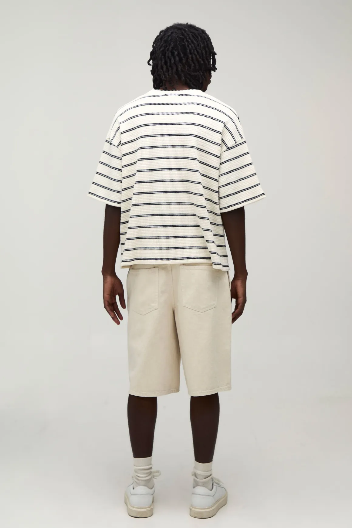 T-shirt Gaufré Oversize Ample À Rayures