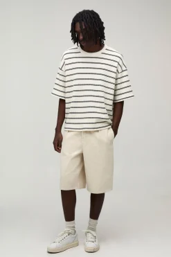 T-shirt Gaufré Oversize Ample À Rayures