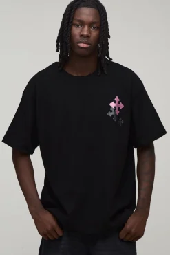 T-shirt Gaufré Oversize Coupe Boxy Avec Broderie Croix