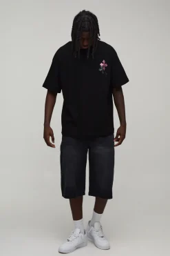 T-shirt Gaufré Oversize Coupe Boxy Avec Broderie Croix