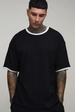 boohooMAN T-shirt Gaufré Oversized À Bandes Contrastantes Pour Homme Grand<Homme T-Shirts Tall|Tout Afficher
