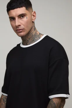boohooMAN T-shirt Gaufré Oversized À Bandes Contrastantes Pour Homme Grand<Homme T-Shirts Tall|Tout Afficher