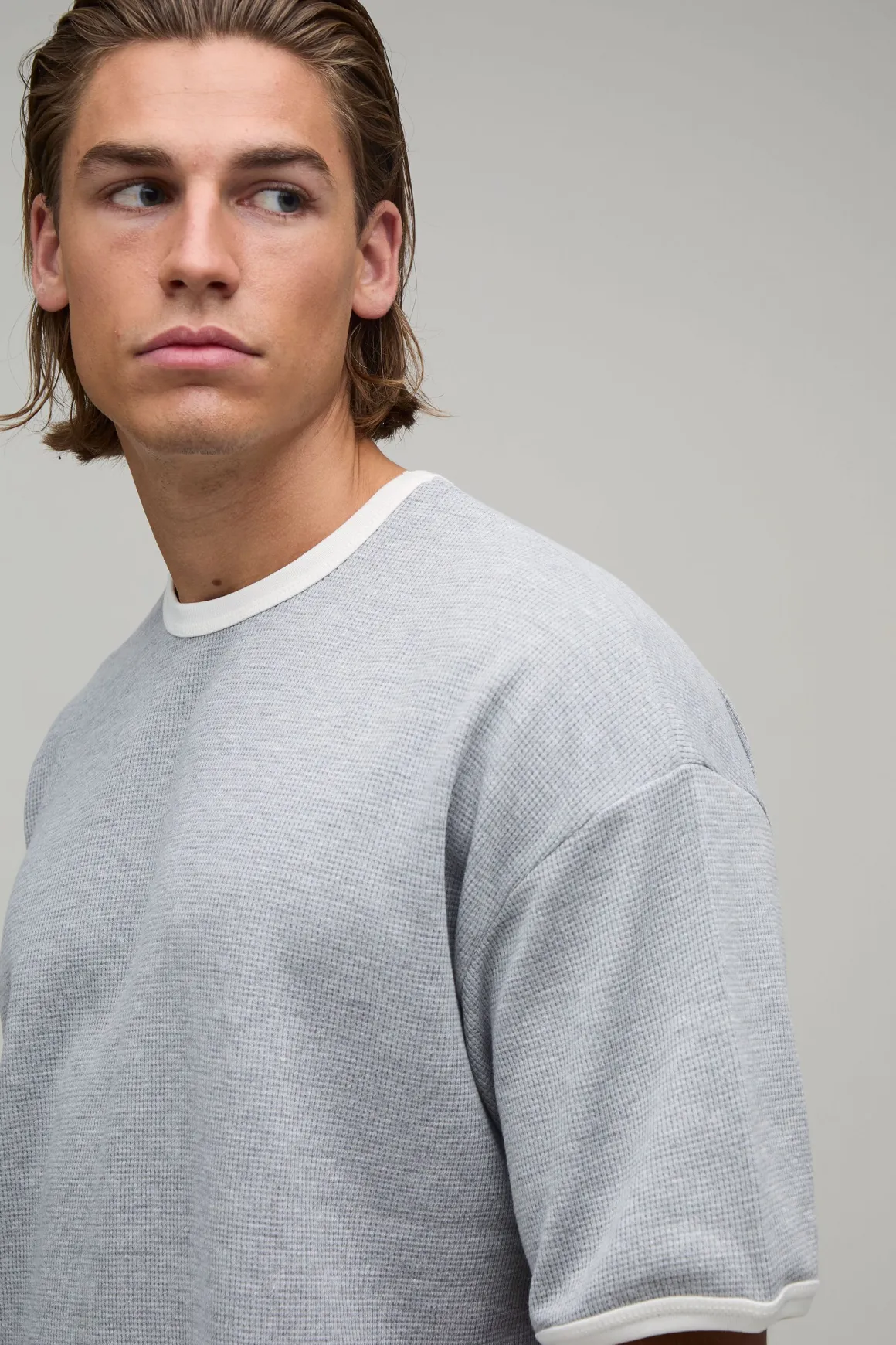 T-shirt Gaufré Oversized À Bordures Contrastées