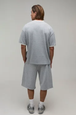 T-shirt Gaufré Oversized À Bordures Contrastées