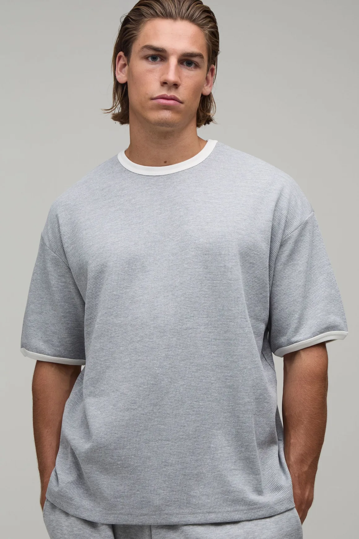 T-shirt Gaufré Oversized À Bordures Contrastées