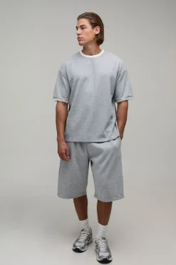 T-shirt Gaufré Oversized À Bordures Contrastées