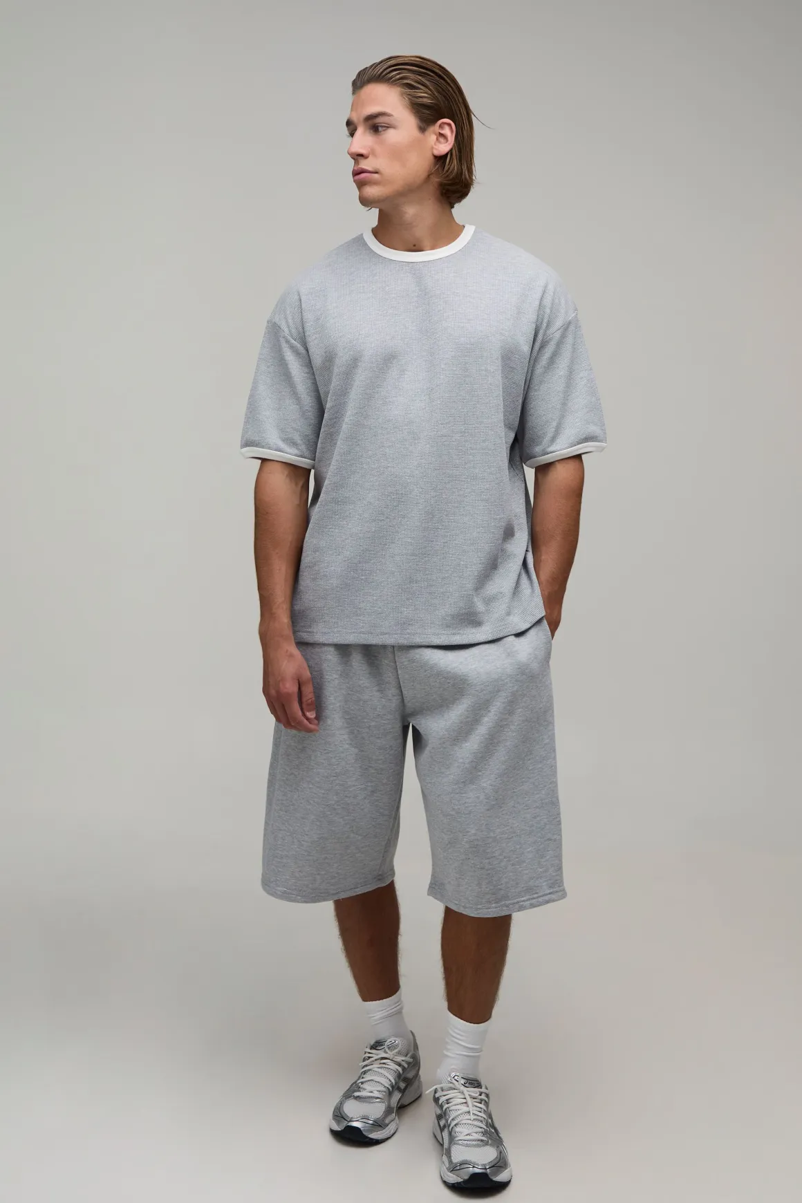 T-shirt Gaufré Oversized À Bordures Contrastées