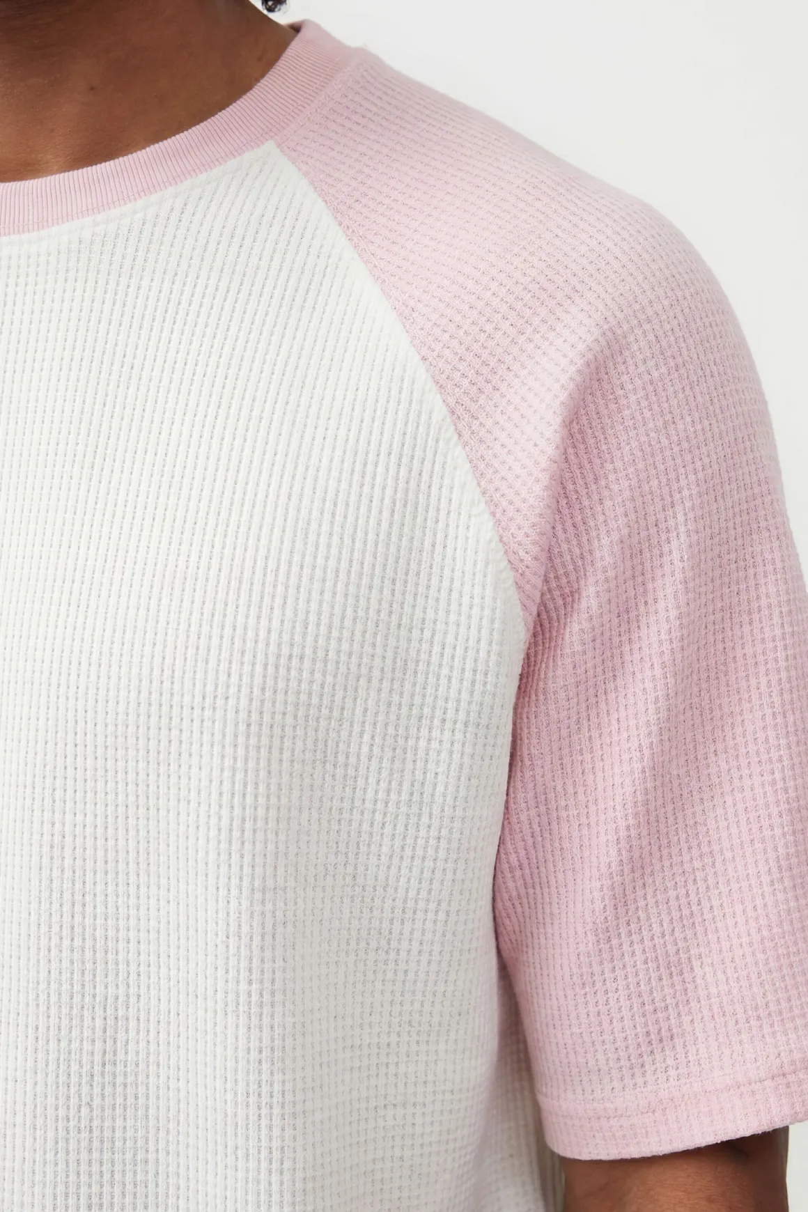 T-shirt Gaufré Raglan Oversize Boxy Effet Délavé