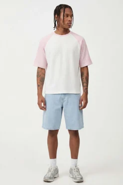 T-shirt Gaufré Raglan Oversize Boxy Effet Délavé
