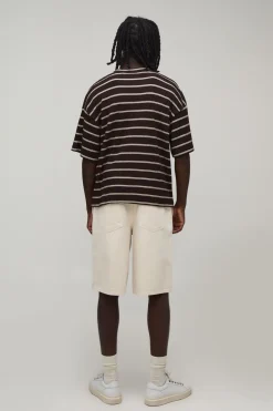 boohooMAN T-shirt Gaufré Rayé Oversize Coupe Boxy<Homme Tout Afficher|T-Shirts