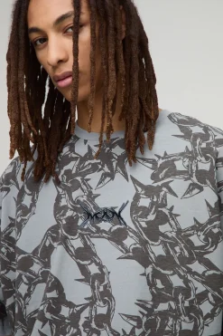 T-shirt gothique à coupe carrée, très oversize, délavé et en tissu épais