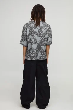 T-shirt gothique à coupe carrée, très oversize, délavé et en tissu épais