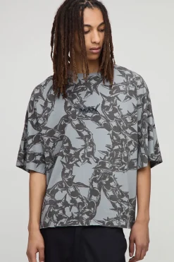 T-shirt gothique à coupe carrée, très oversize, délavé et en tissu épais