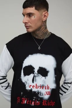 boohooMAN T-shirt Gothique Imprimé À Manches Longues Oversize Pour Homme Grand<Homme Tout Afficher|Tout Afficher