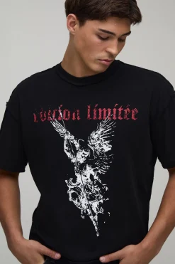 boohooMAN T-shirt Gothique Imprimé Surdimensionné Ample À Coutures Inversées<Homme T-Shirts Impriméstendances|T-Shirts