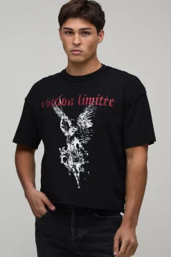 boohooMAN T-shirt Gothique Imprimé Surdimensionné Ample À Coutures Inversées<Homme T-Shirts Impriméstendances|T-Shirts