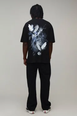 T-shirt Gothique Imprimé Surdimensionné Avec Surpiqûres Pour Homme Grand