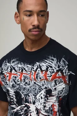 T-shirt Gothique Officiel Oversize À Imprimé Sur Les Coutures