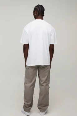 T-shirt Gothique Oversize Grand Imprimé Sur Les Coutures Blanc