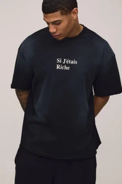 T-Shirt Gothique Surdimensionné à Impression Délavée et Usée