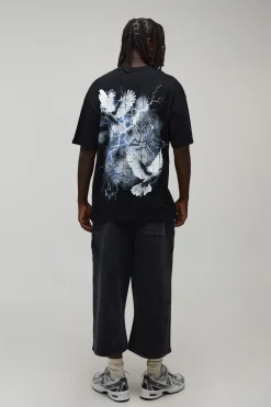 boohooMAN T-shirt Gothique Surdimensionné Avec Surpiqûres Et Imprimé<Homme T-Shirts Impriméstendances|T-Shirts