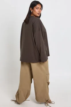 T-shirt Grande Taille Basique Oversize À Manches Longues