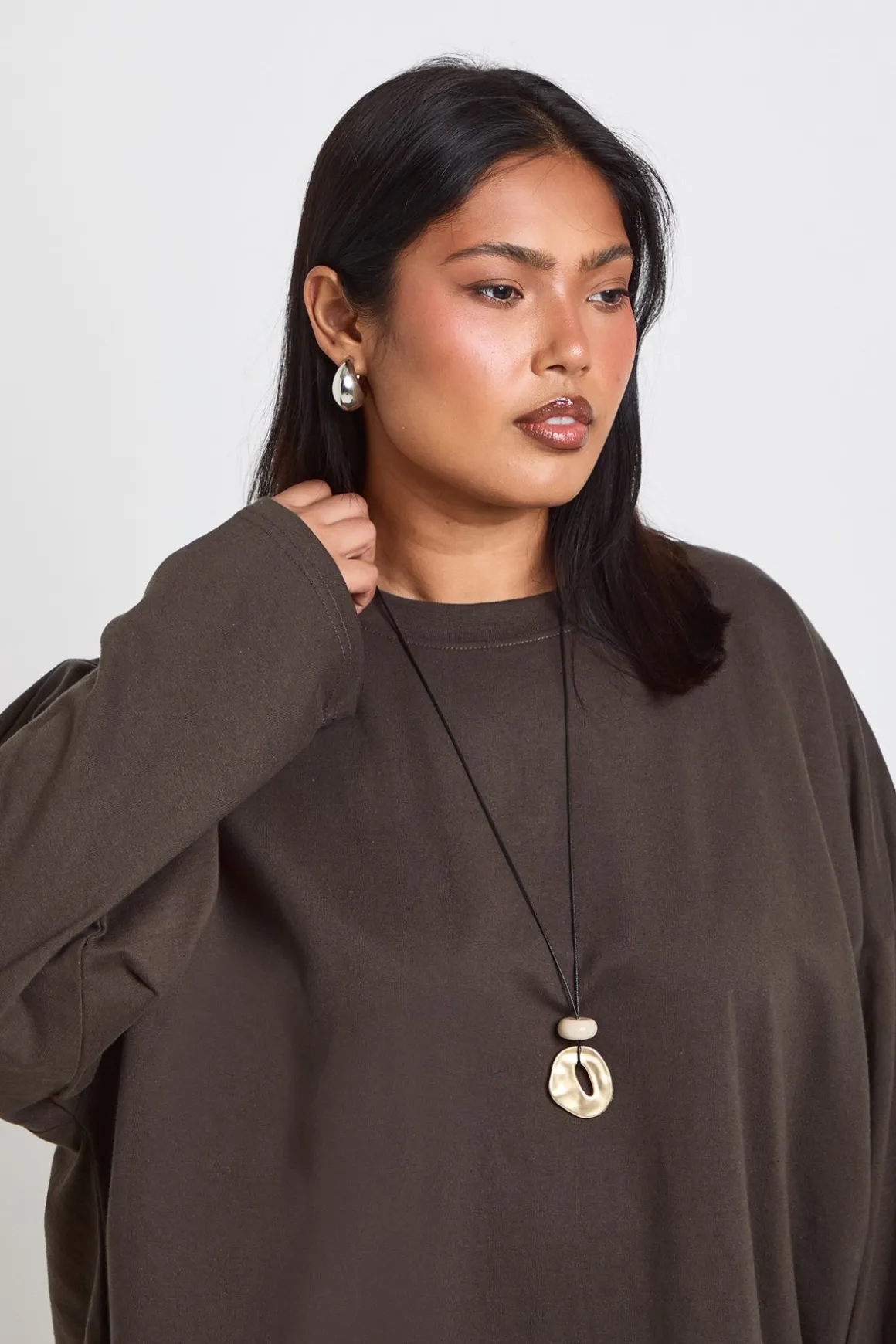 T-shirt Grande Taille Basique Oversize À Manches Longues