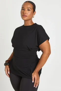 T-shirt Grande Taille À Basque Plissée À La Taille