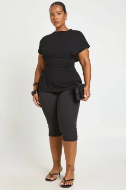 T-shirt Grande Taille À Basque Plissée À La Taille