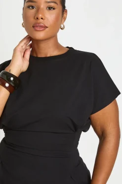 T-shirt Grande Taille À Basque Plissée À La Taille