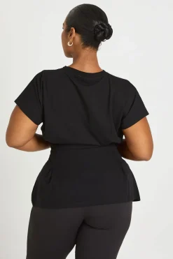 T-shirt Grande Taille À Basque Plissée À La Taille