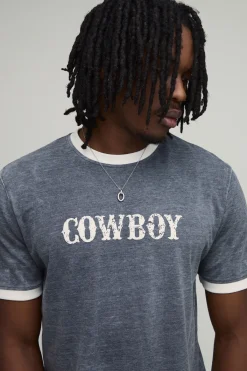 boohooMAN T-shirt Grande Taille À Bords Contrastés En Coton Slub Avec Imprimé Synthétiqueff Cowboy Club<Homme Tout Afficher|Tout Afficher