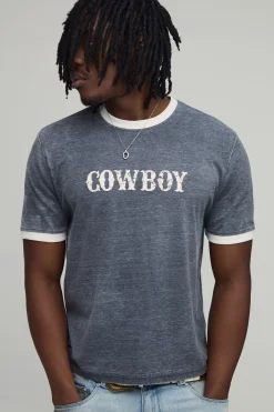 boohooMAN T-shirt Grande Taille À Bords Contrastés En Coton Slub Avec Imprimé Synthétiqueff Cowboy Club<Homme Tout Afficher|Tout Afficher