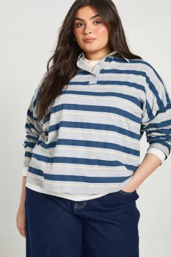 boohoo T-Shirt Grande Taille à Col Rayé<Femme Tops