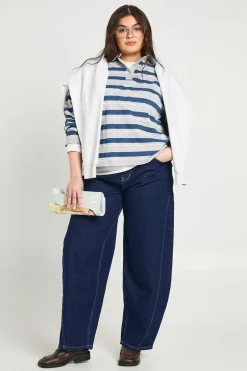 boohoo T-Shirt Grande Taille à Col Rayé<Femme Tops