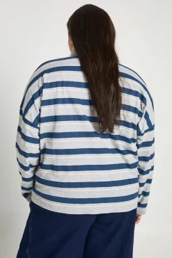 boohoo T-Shirt Grande Taille à Col Rayé<Femme Tops