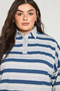 boohoo T-Shirt Grande Taille à Col Rayé<Femme Tops