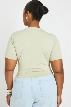 boohoo T-shirt Grande Taille Col Rond Effet Seconde Peau Pour Tous Les Jours<Femme Tops