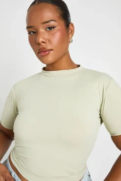 boohoo T-shirt Grande Taille Col Rond Effet Seconde Peau Pour Tous Les Jours<Femme Tops