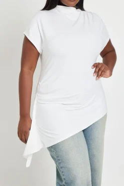 boohoo T-shirt Grande Taille À Encolure Montée Avec Taille Cintrée Et Détail Drapé Latéral<Femme Tops