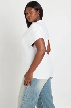 boohoo T-shirt Grande Taille À Encolure Montée Avec Taille Cintrée Et Détail Drapé Latéral<Femme Tops