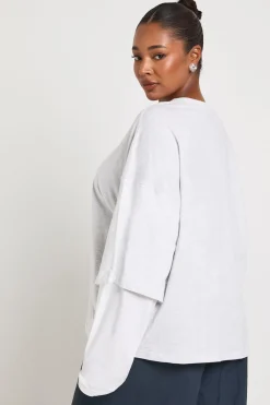 T-Shirt Grande Taille 2 en 1 à Manches Longues