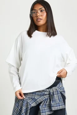 T-Shirt Grande Taille 2 en 1 à Manches Longues