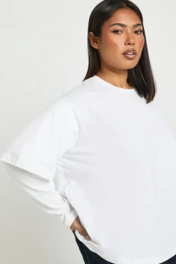 T-Shirt Grande Taille 2 en 1 à Manches Longues