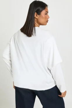 T-Shirt Grande Taille 2 en 1 à Manches Longues