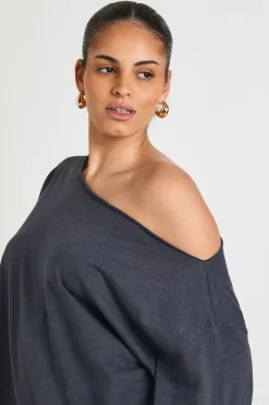 boohoo T-shirt Grande Taille En Tissu Slub Transparent À Épaules Dénudées Coupe Oversized<Femme Tops
