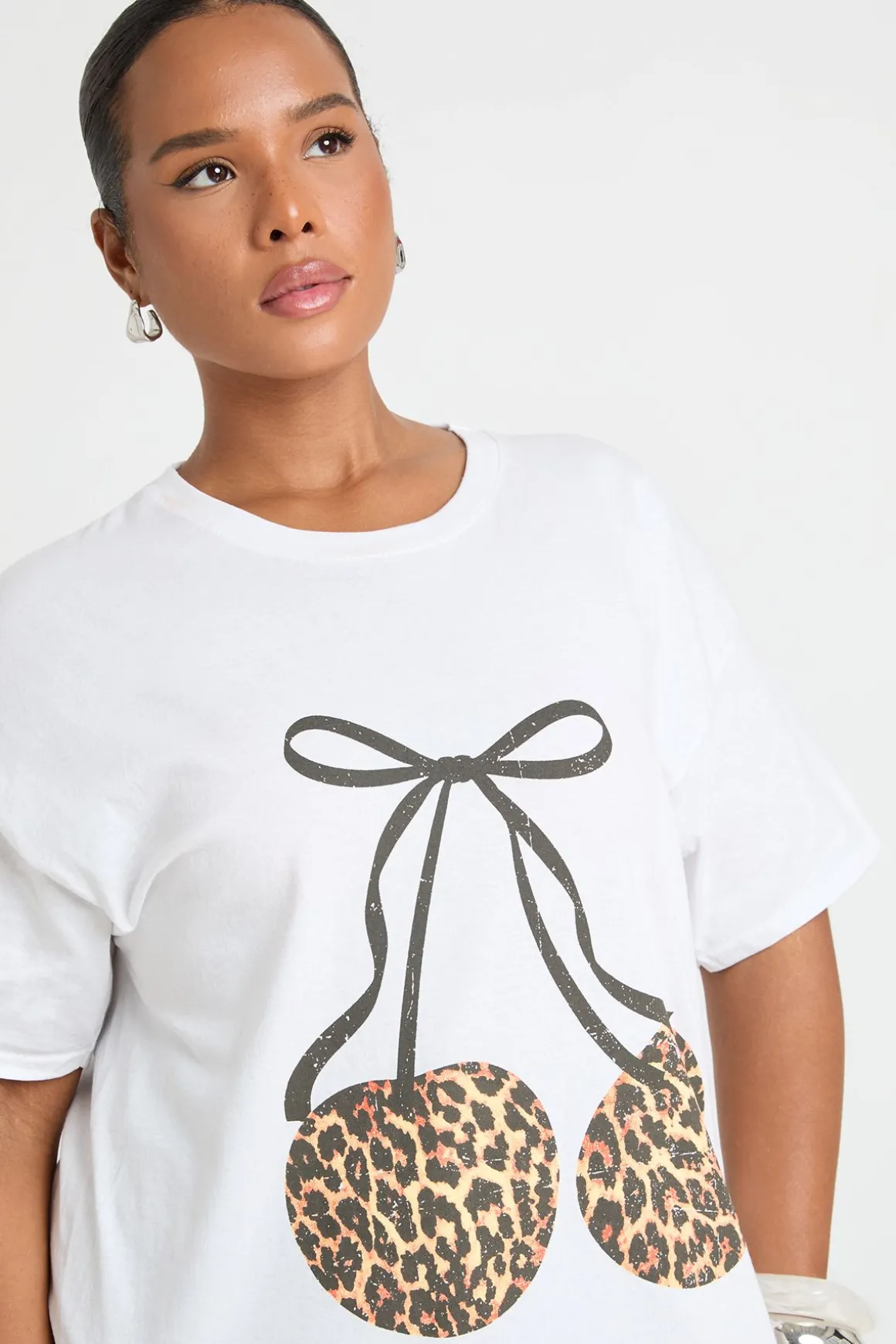 T-shirt Grande Taille Imprimé Cerises Léopard